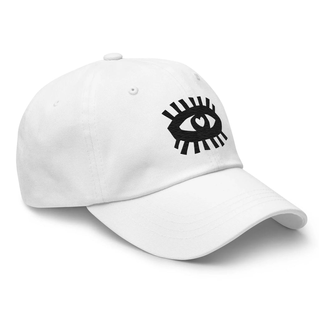 Casquette blanche classique illustree d’un motif œil noir original sur l’avant.