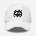 Casquette blanche unisexe avec motif œil noir et cœur, accessoire mode original