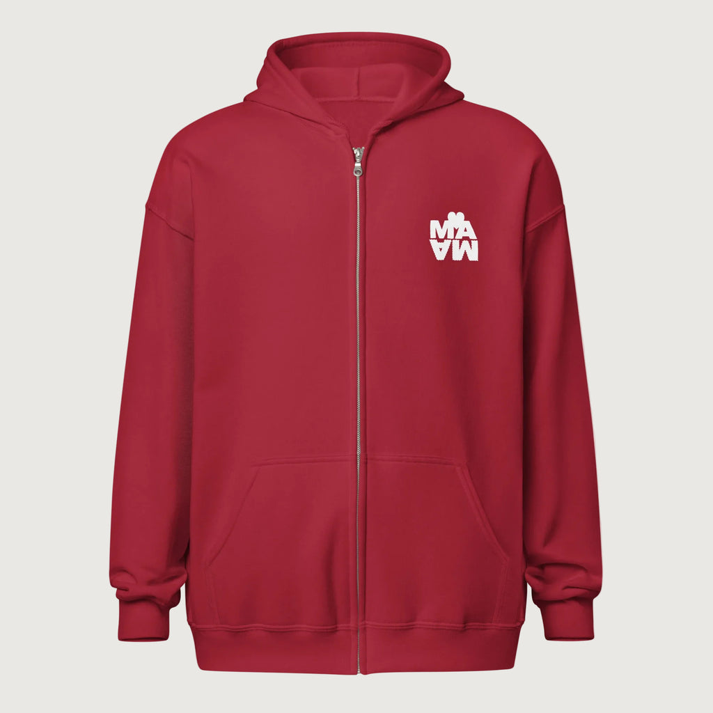 Sweat à capuche femme couleur rouge avec motif original MAMA blanc, zip, cadeau fête des mères