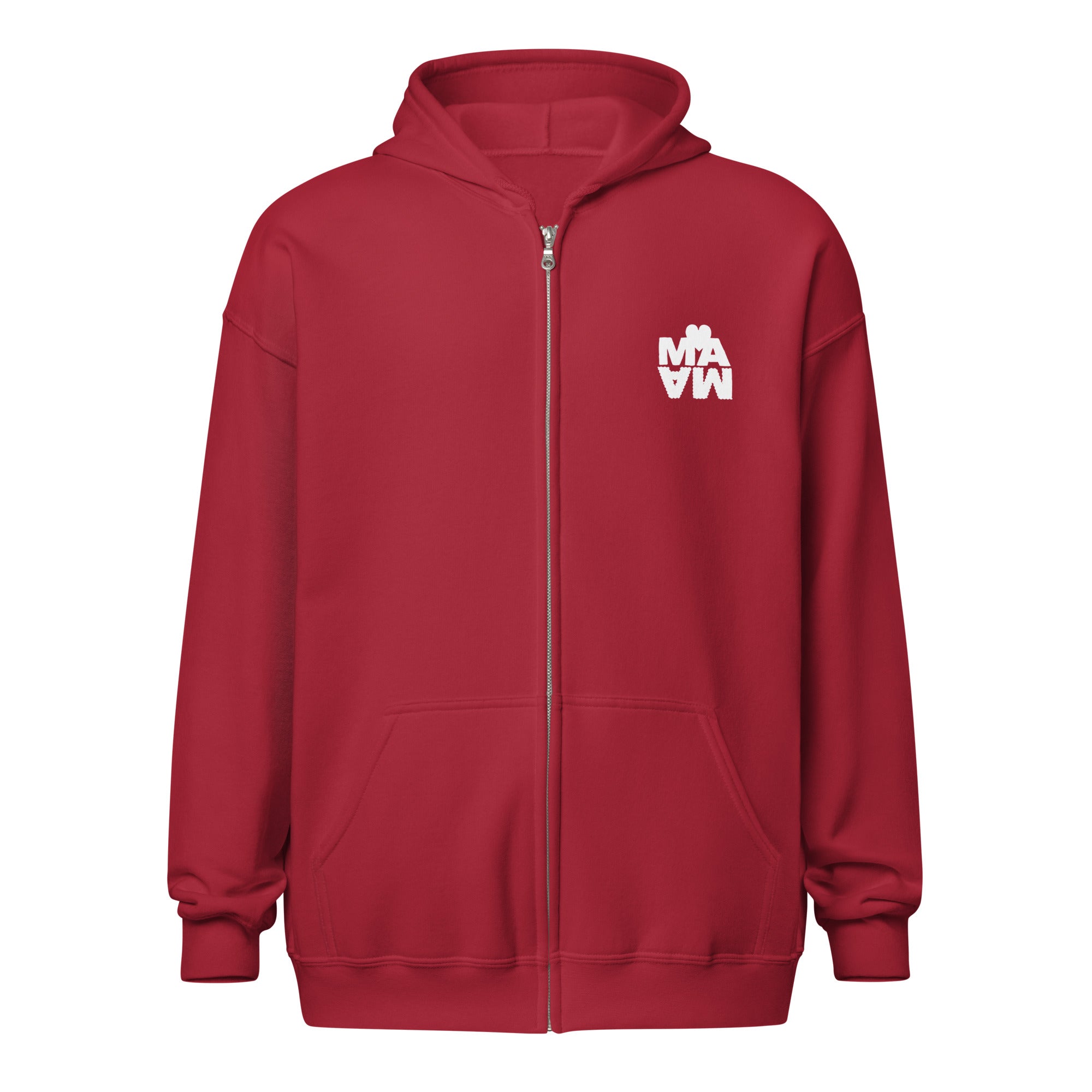 Sweat à capuche femme couleur rouge avec motif original MAMA blanc, zip, cadeau fête des mères