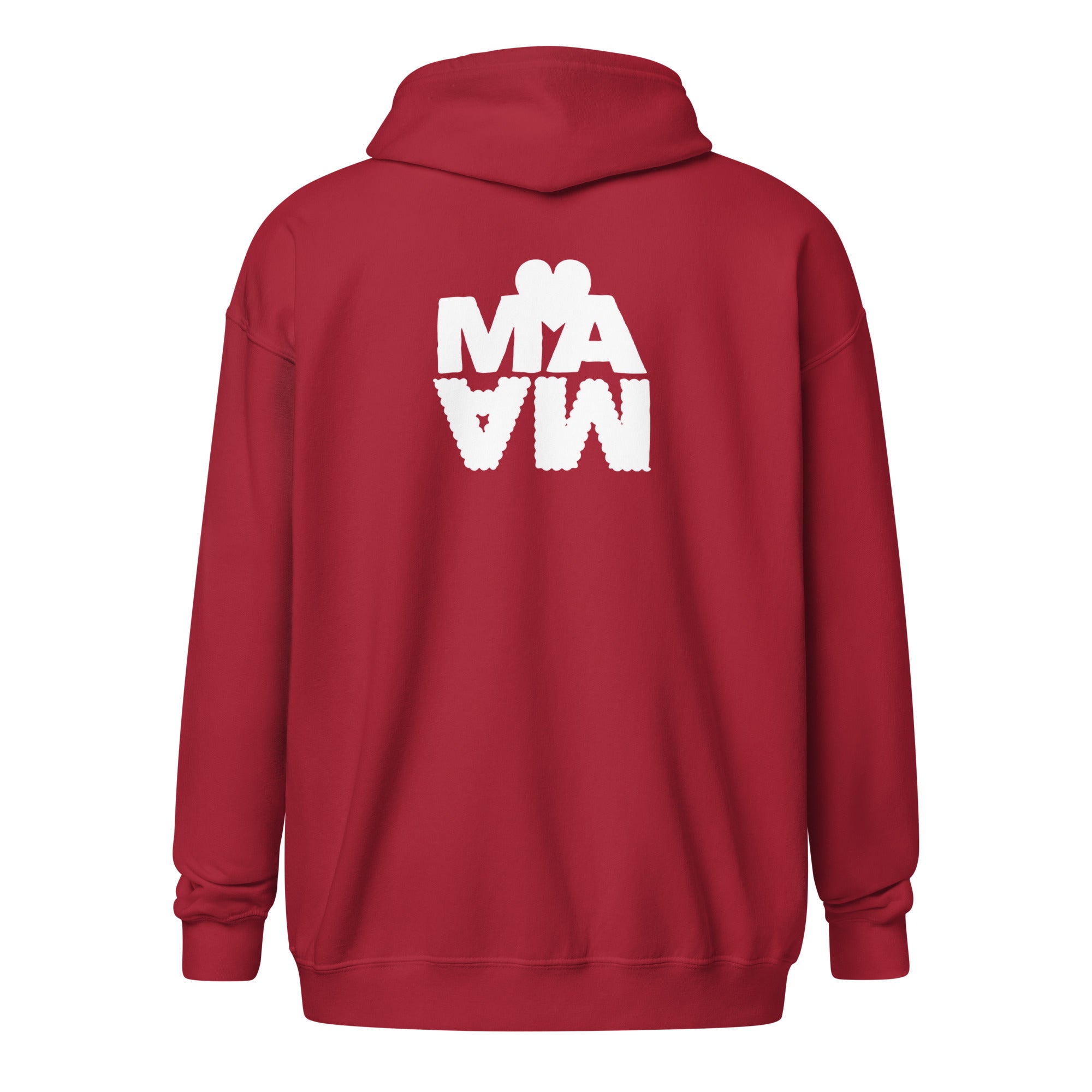 Sweat à capuche femme couleur rouge avec motif original MAMA blanc, zip, cadeau fête des mères