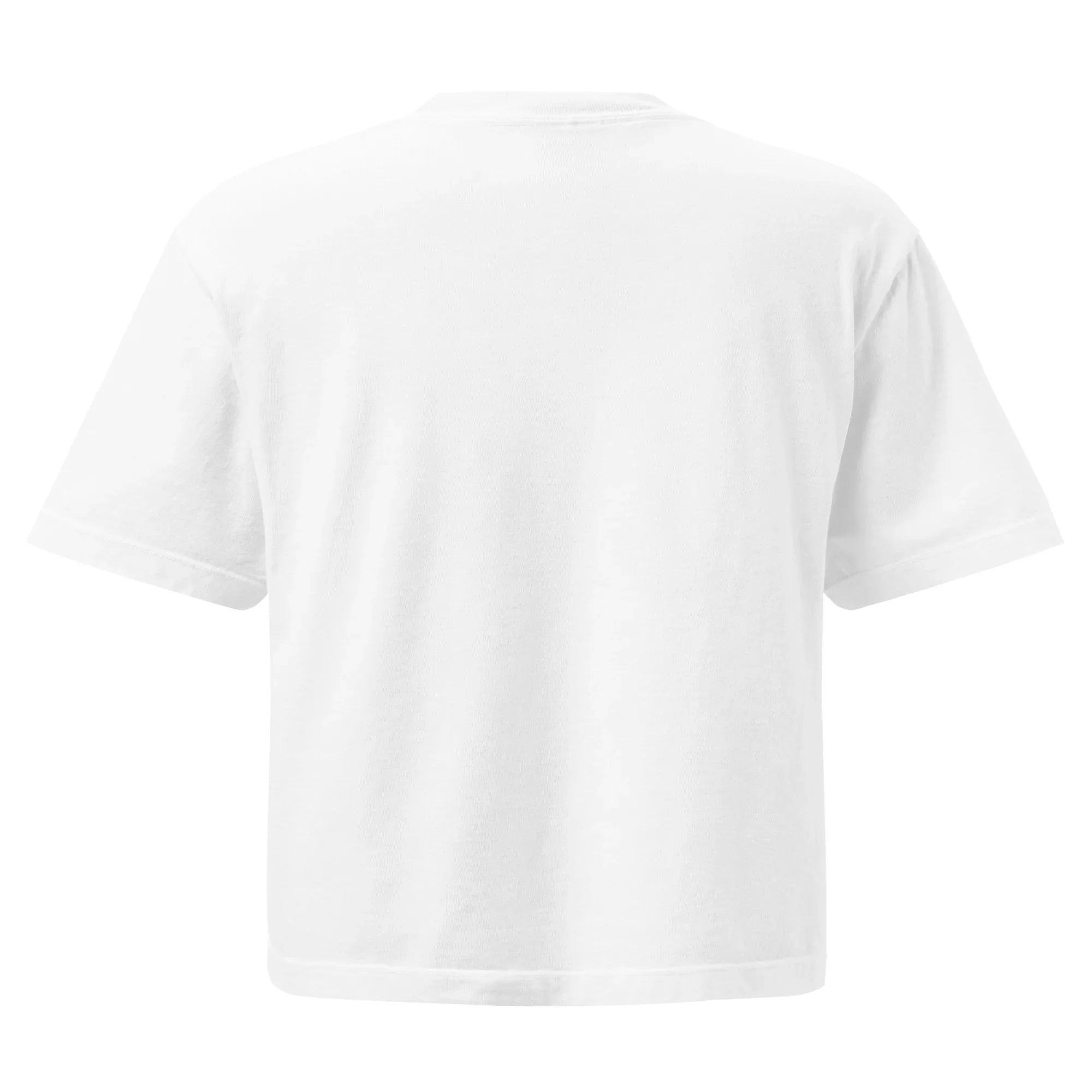 t-shirt pour femme blanc coupe boxy manches courtes vu de dos